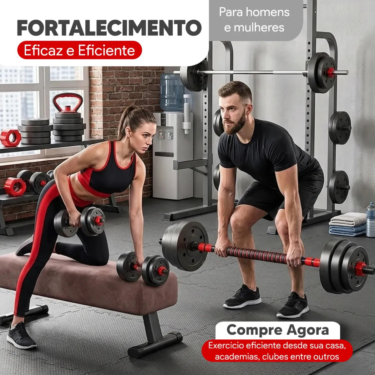 Kit Halteres Barra E Anilhas