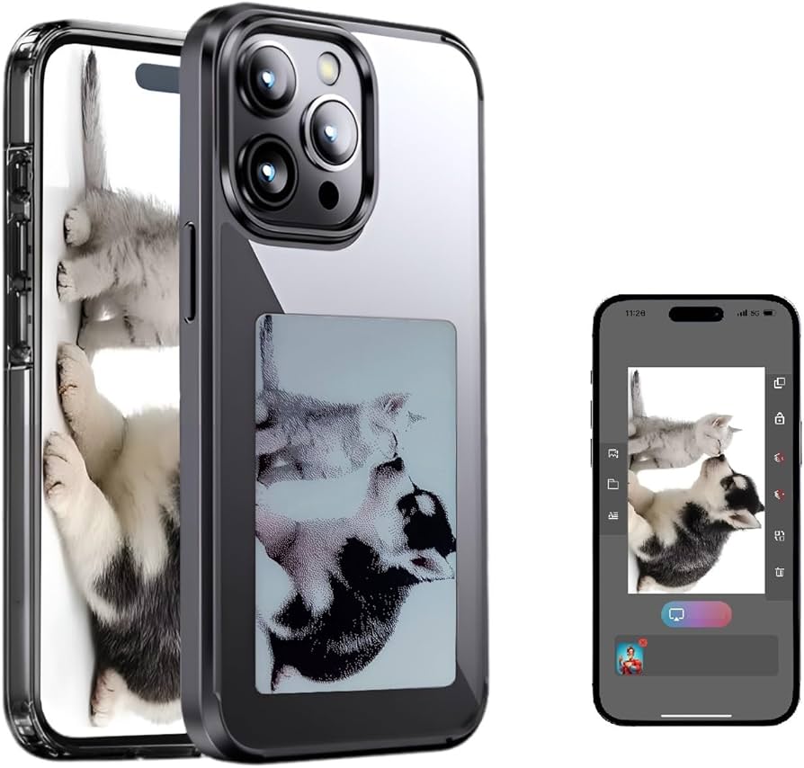Capa de telefone inteligente com projeção traseira de foto DIY personalizável E-Ink Capa de telefone exibe fotos instantaneamente na tela de tinta Capa traseira Personalize seu telefone a qualquer