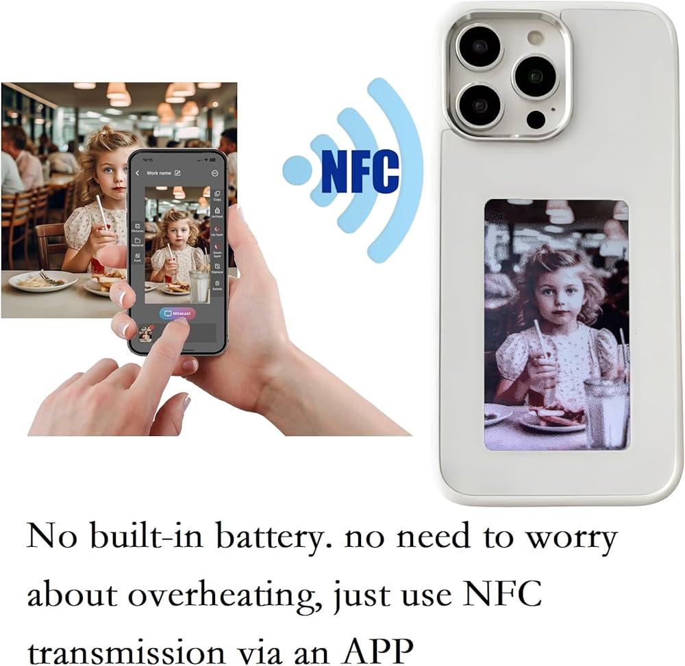 Capa de telefone inteligente com projeção traseira de foto DIY personalizável E-Ink Capa de telefone exibe fotos instantaneamente na tela de tinta Capa traseira Personalize seu telefone a qualquer