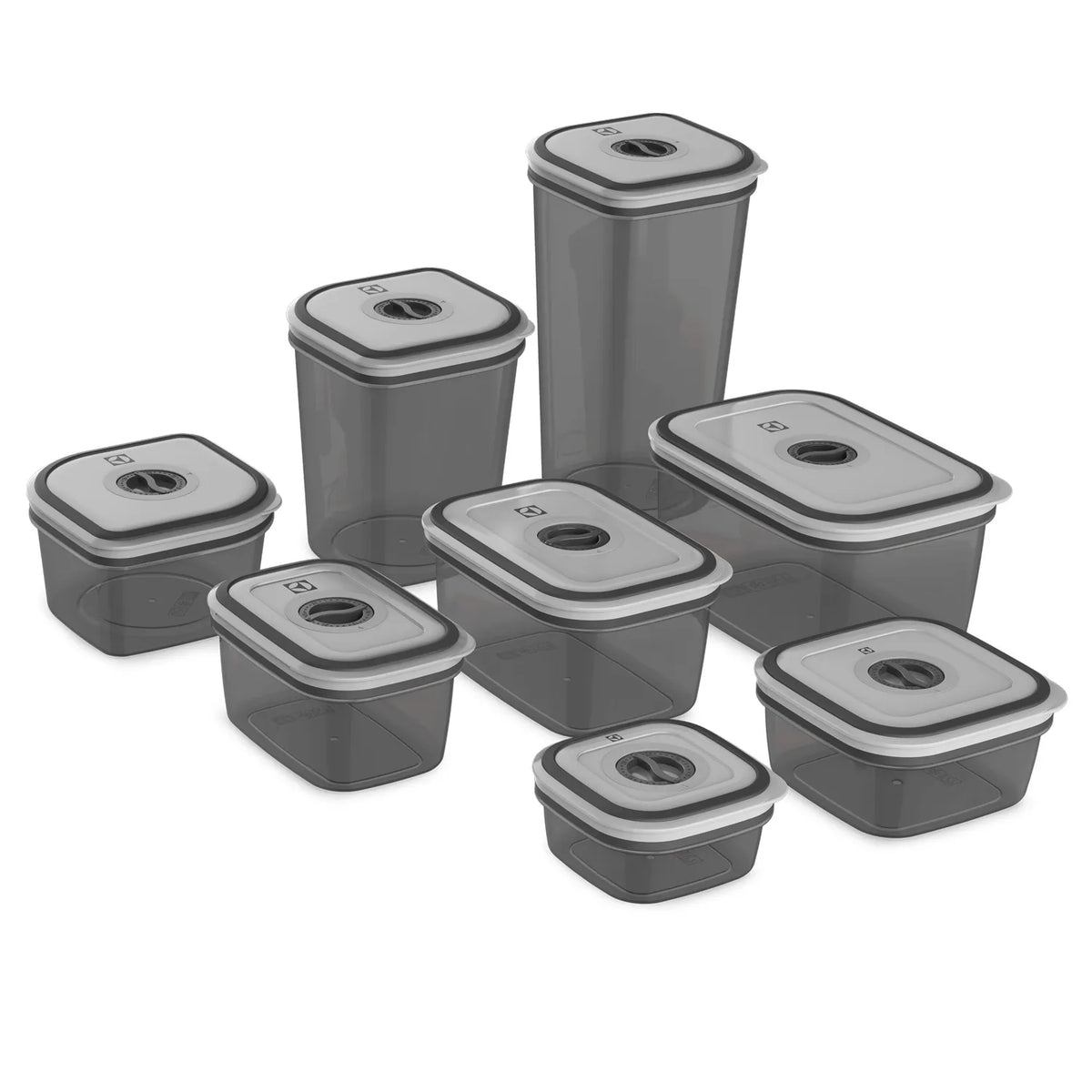 Kit Potes Plásticos Cinza 8 Unidades Electrolux