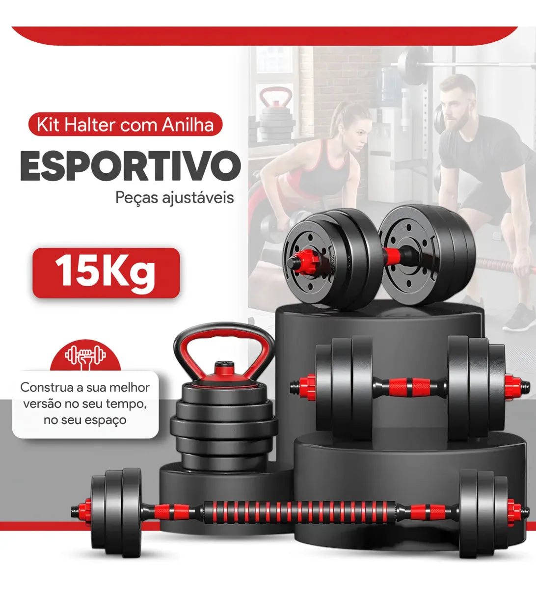 Kit Halteres Barra E Anilhas