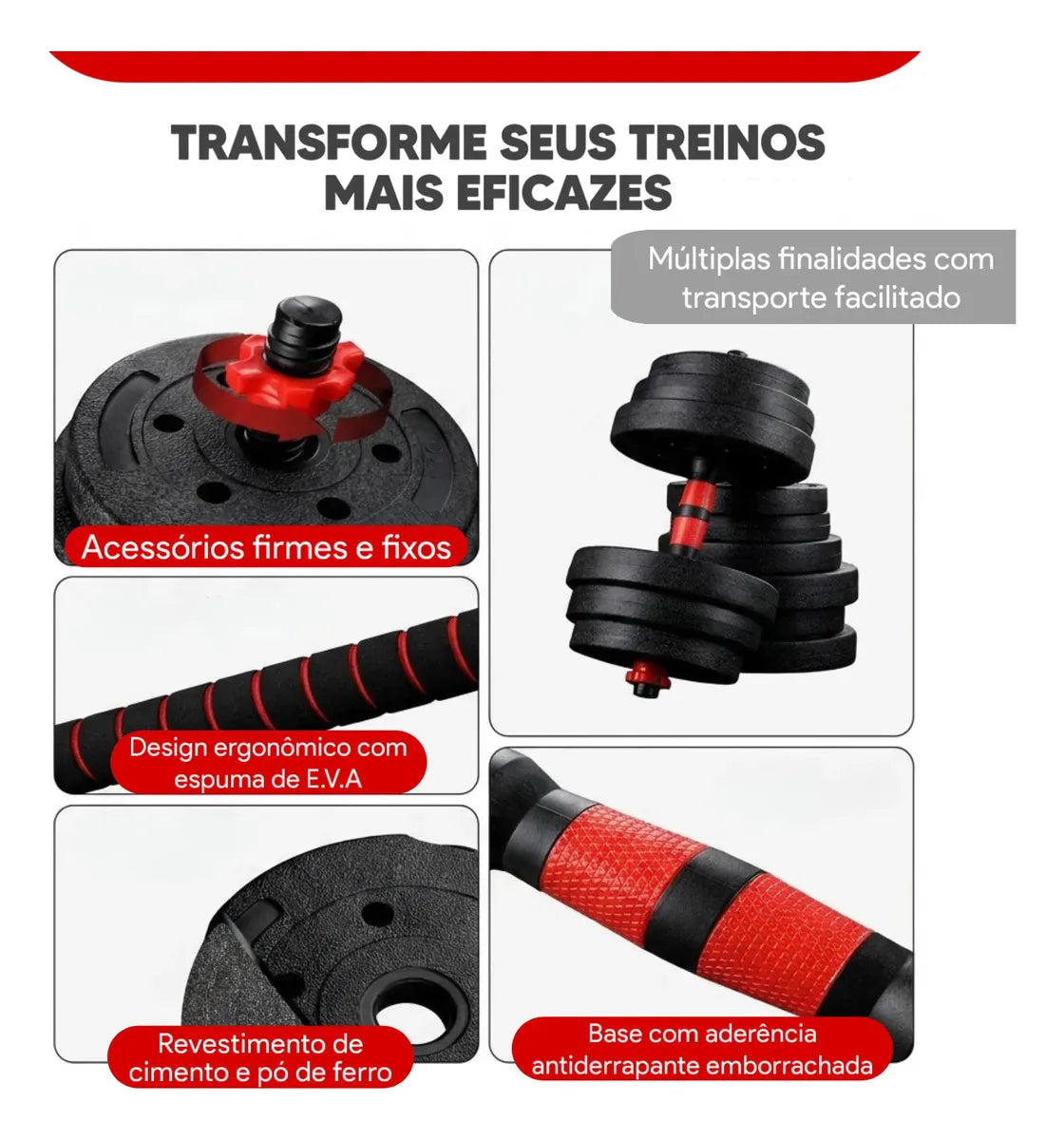 Kit Halteres Barra E Anilhas
