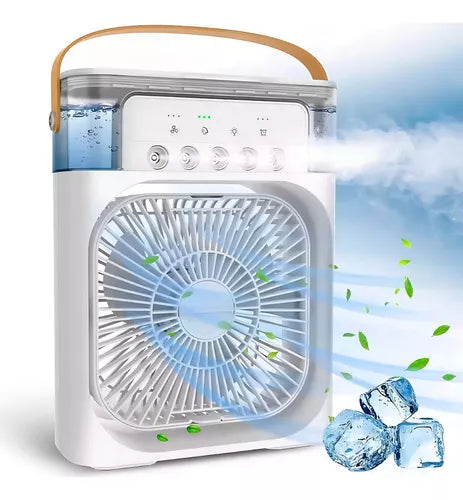 Ventilador Portátil Com Iluminação Umidificador Climatizador Cor Variada